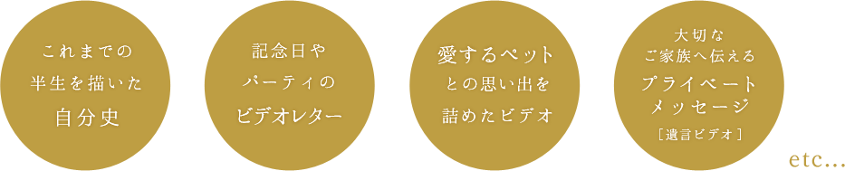 自分史、ビデオレター、愛するペット、遺言ビデオ